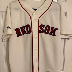 Majestic White and Red Baseball Jersey
